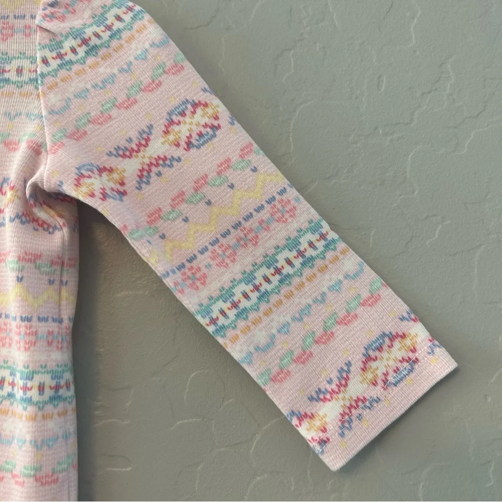 Ralph Lauren light pink fair isle print ruffled coverall size 6 months
